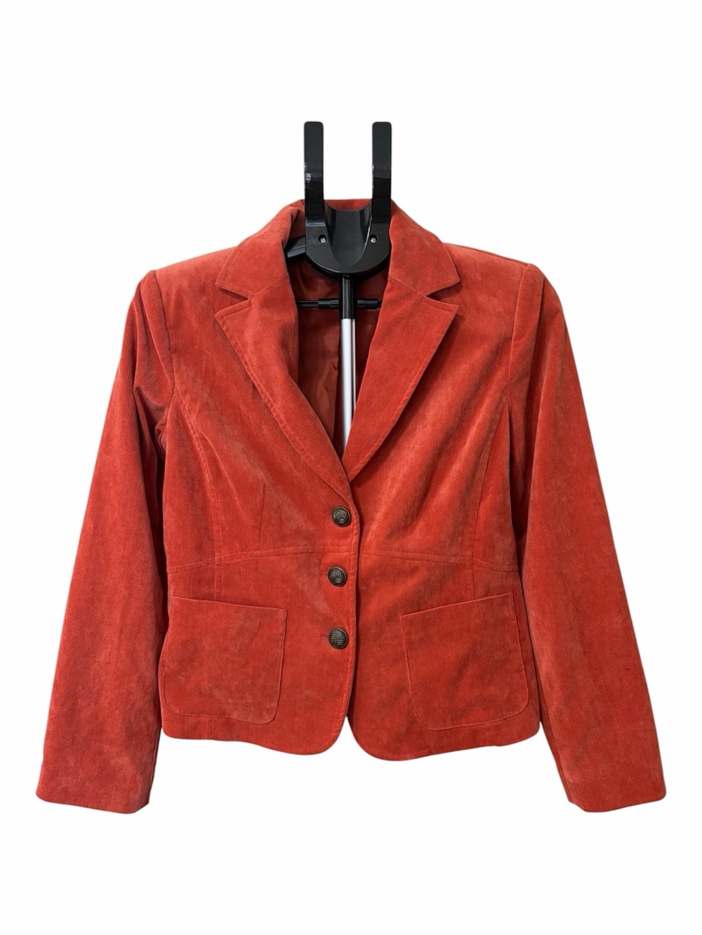 Dressbarn Burnt Orange Corduroy Single Breasted Blazer Jacket Academia Small